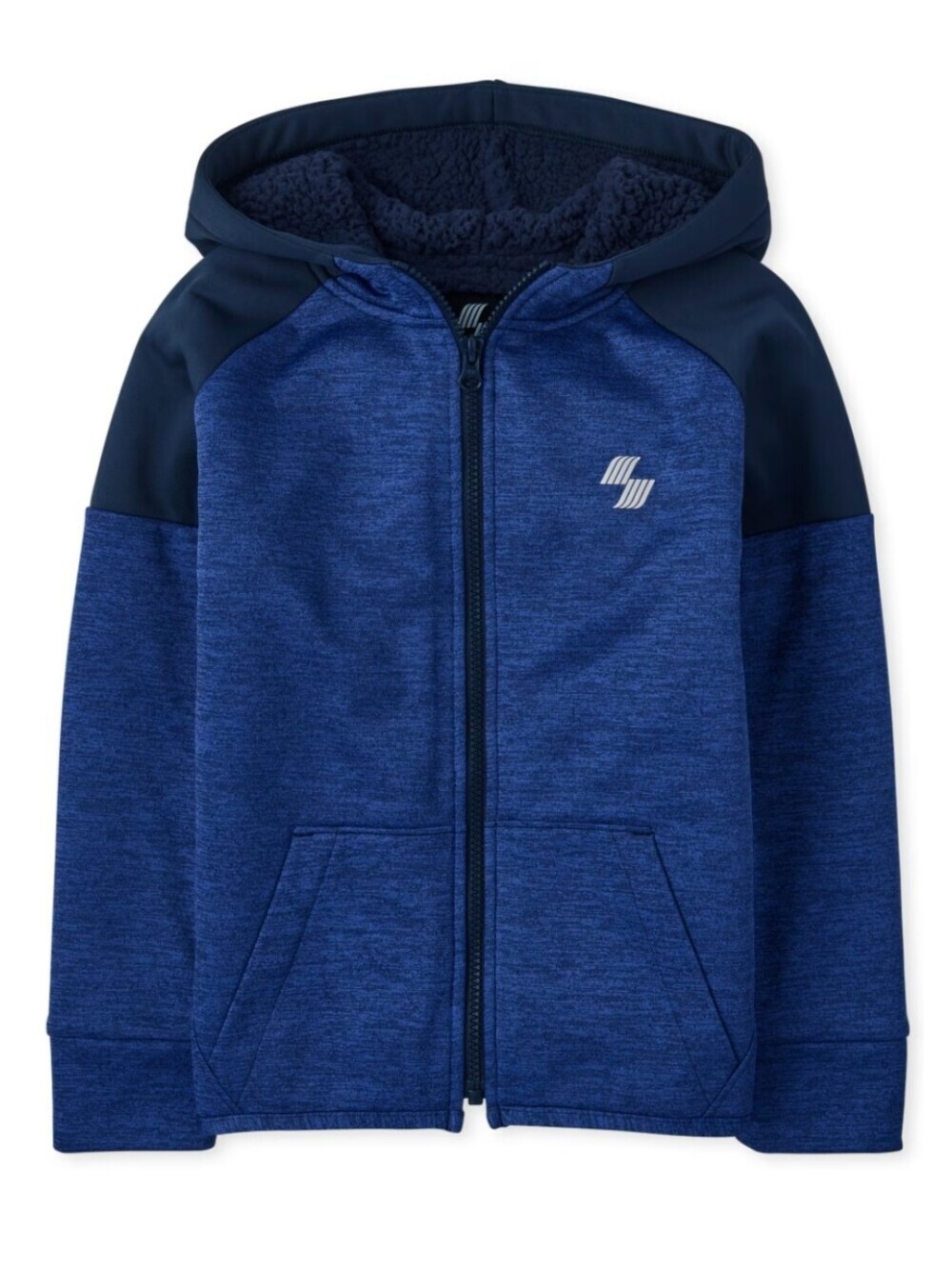 Children's Place Boys Colorblock Sherpa Performance Zip Up Hoodie Blue Size 5/6